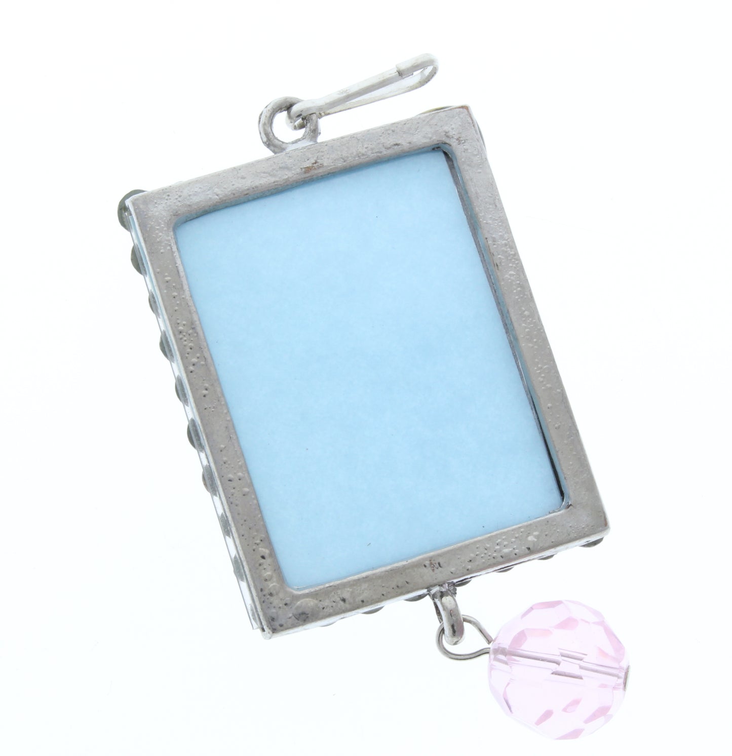 Rectangle Pendant, Silver, Pink Crystal Border, G2204 T, 3 ea