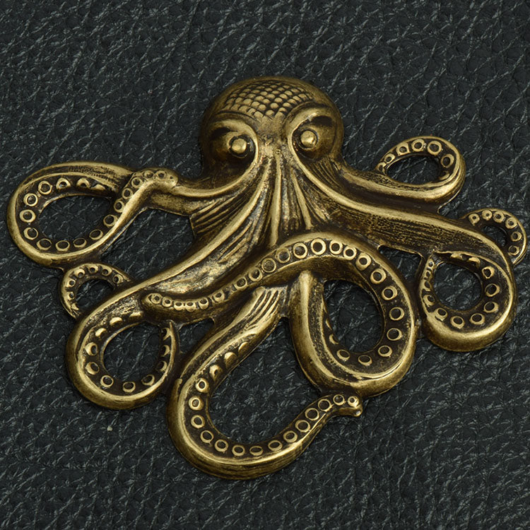 Kraken 63mm Octopus Stamped Charm, Vintage gold, Pack of 2