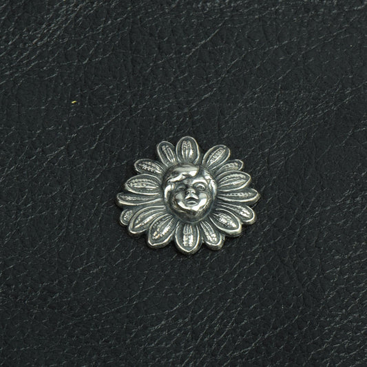 Flower Child Charm 26mm Flower with BoyFace Classic Silver, PKG/2