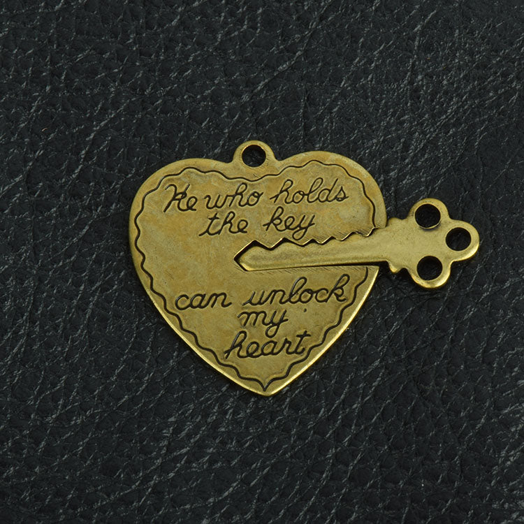 Key to my heart charm 26mm Vintage Heart n Key Charm Pendant, pack of 6