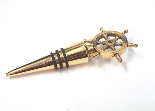 120mm Nautical Brass Bottle Stopper (Ship Wheel Design), each