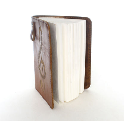 Treble Clef Leather Journal w/ Elastic Closure and Strap, ea