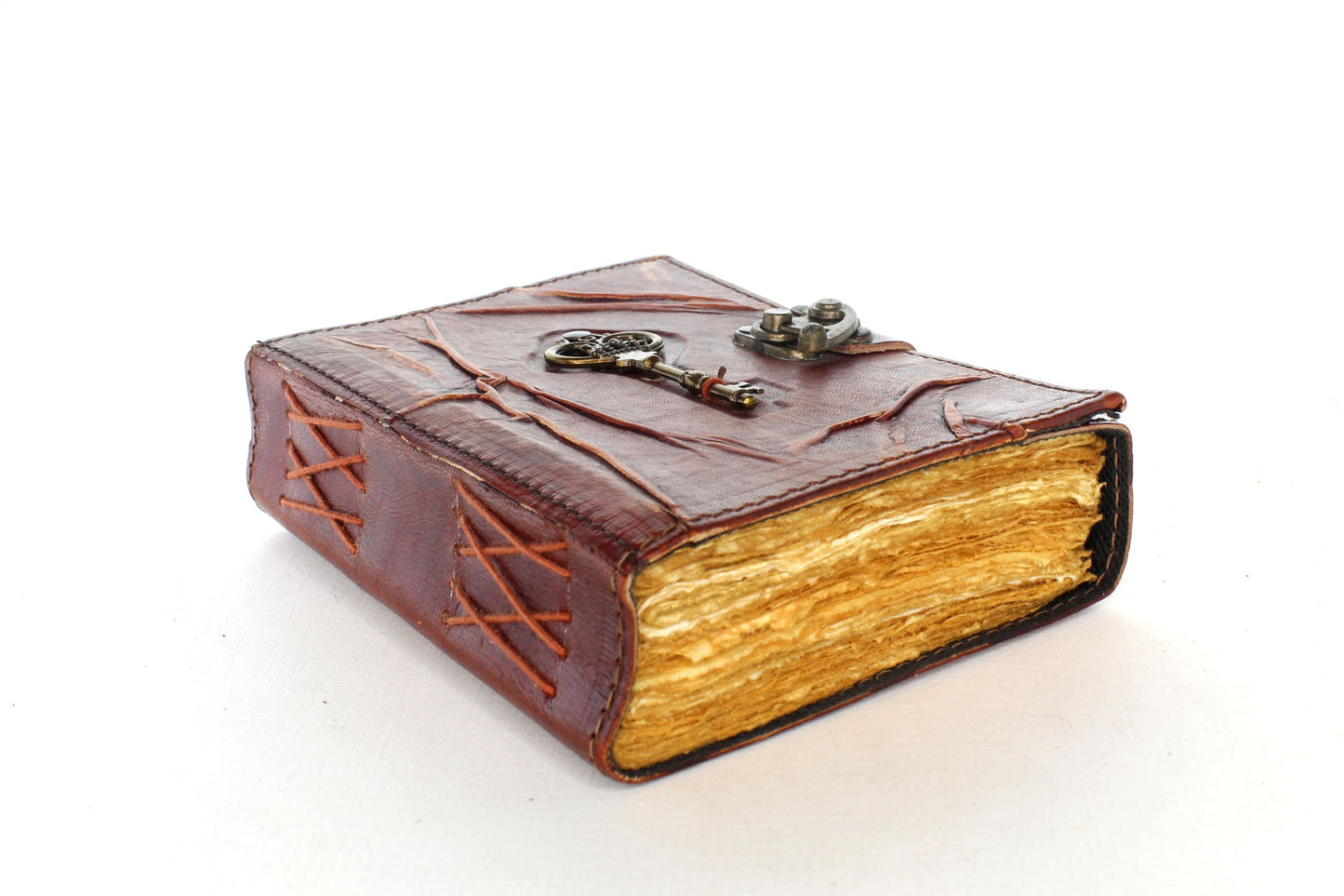 Leather Journal with Key, lock closure, each