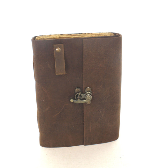 Distressed Leather Bound Journal with Lock and Loop, each