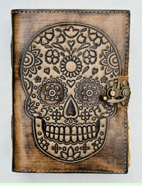 Sugar Skull journal leather printed, sold by ea