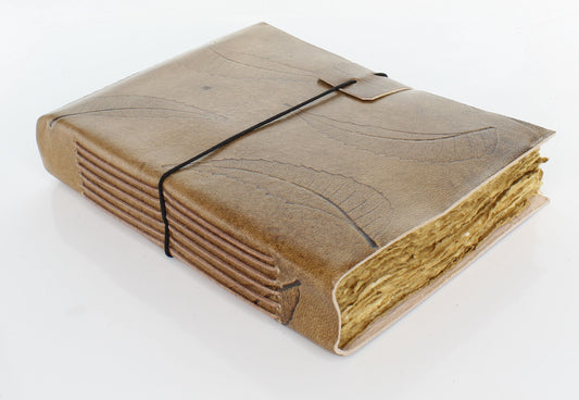 Leaf Embossed Leather Journal with Tussle Closure, each