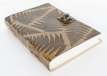 Leaf Embossed Leather Journal, Dust Brown CLR, each