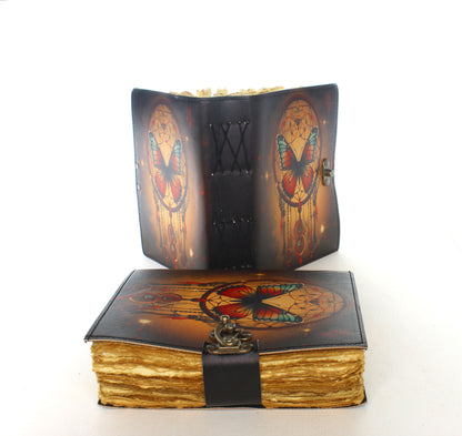 Butterfly Dreamcatcher Printed Leather Journal, each