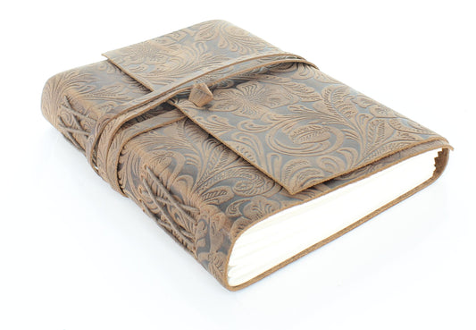 Embossed Leather Journal with String Closure, each