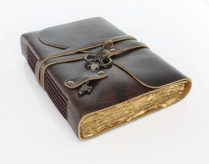 Vintage Leather Journal with Key Closure, each