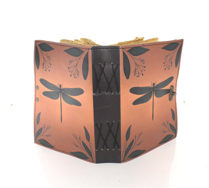 5" x 7" Green Dragonfly Printed Leather Journal