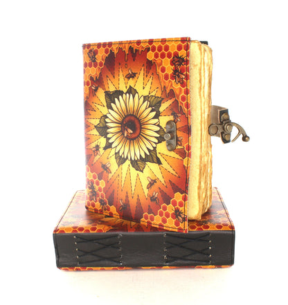 Sun Flower journal leather printed, sold by ea