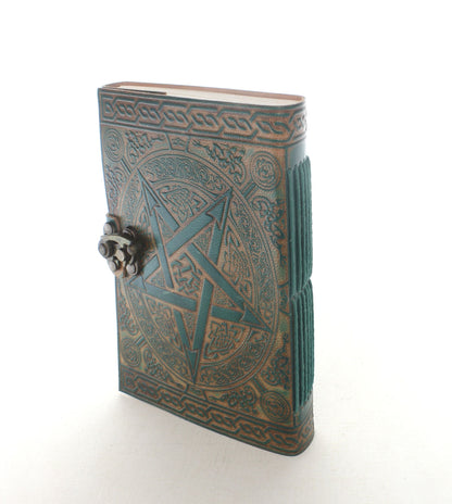 Star Pentacle Embossed Leather Journal with Lock, each