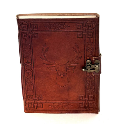 Swamp Deer Embossed Leather Journal Lock Closure, each