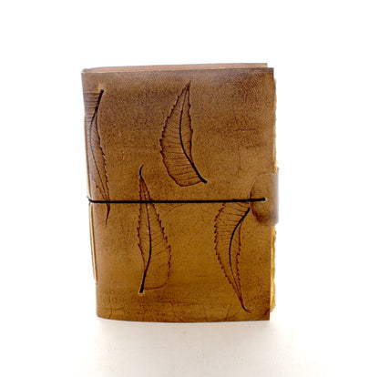 Leaf Embossed Leather Journal with Elastic, each