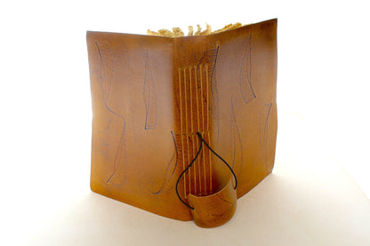 Leaf Embossed Leather Journal with Elastic, each