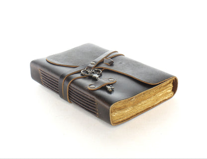 Vintage Leather Journal with Key Closure, each