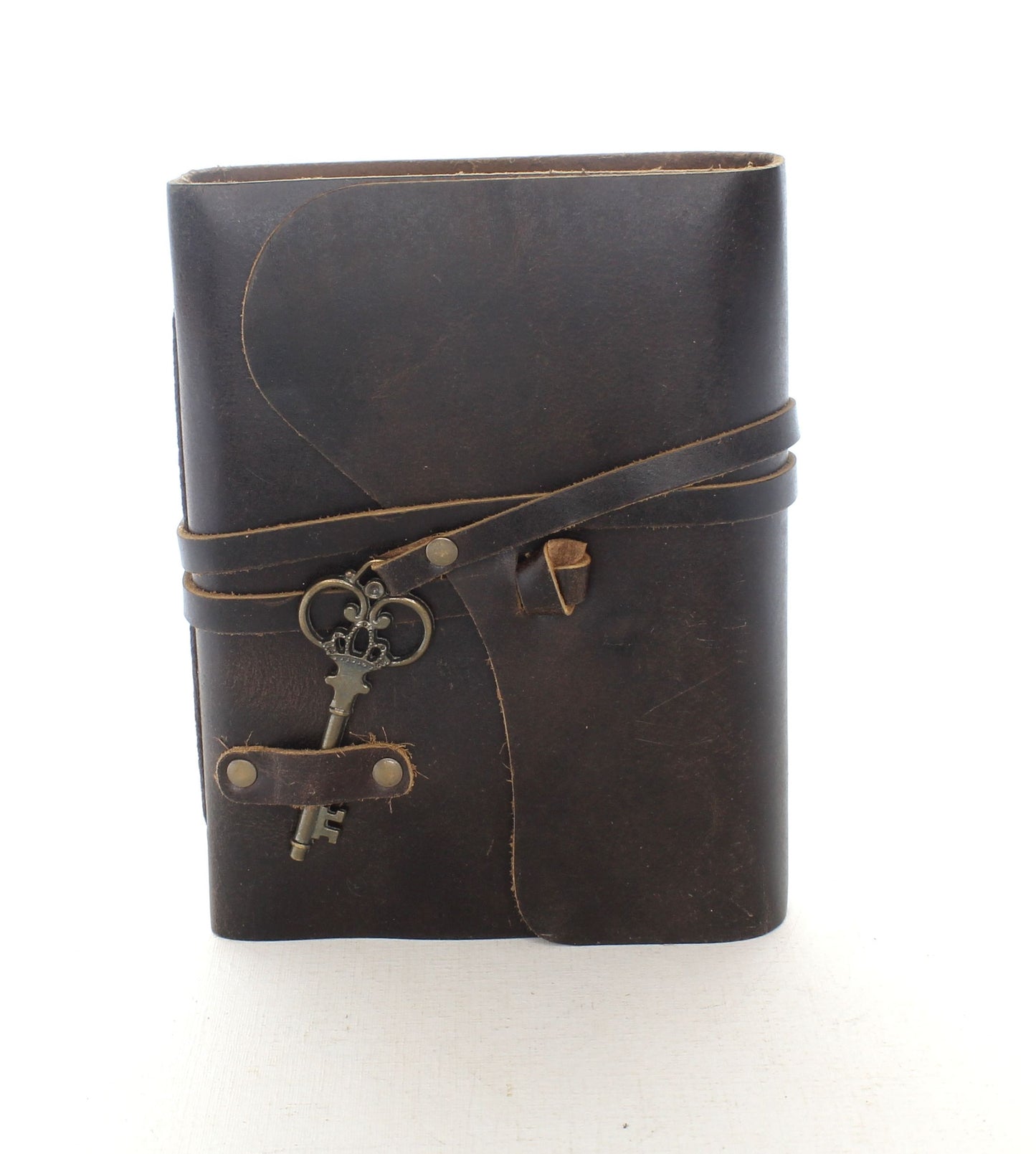 Vintage Leather Journal with Key Closure, each