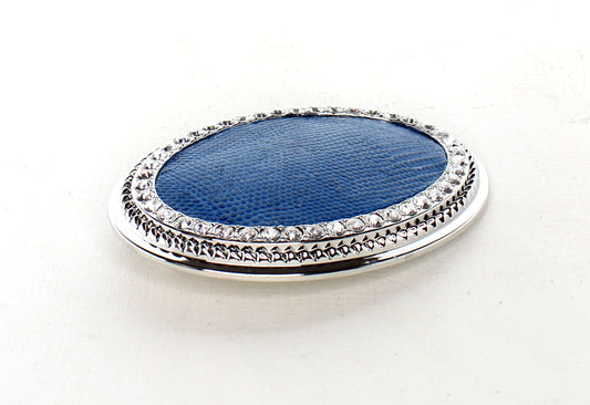 81mm x 108mm Crystal Buckle with Blue Snake Skin Leather, made in USA, each