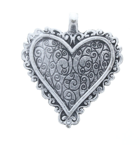 Metal Heart Pendant w/Bezel, ea