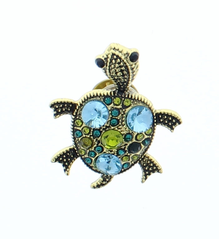 36mm x 26mm Jeweled Sea Turtle Lapel Pin