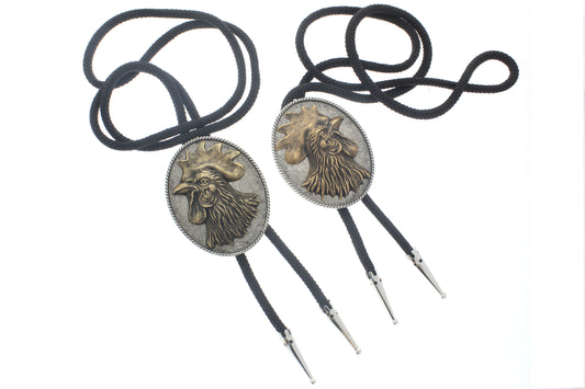 63mm x 51mm Rooster Bolo Tie, Right Face and Left Face, made in USA, each