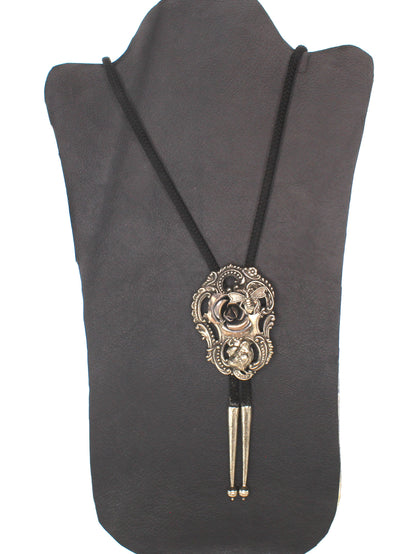 69mm x 48mm Victorian Rose Bolo Tie, 36" cord, made in USA, each