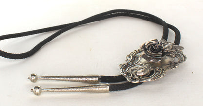 69mm x 48mm Victorian Rose Bolo Tie, 36" cord, made in USA, each