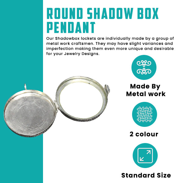 Round Shadow Box Pendants, 2 ea