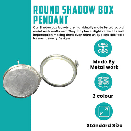 Round Shadow Box Pendants, 2 ea