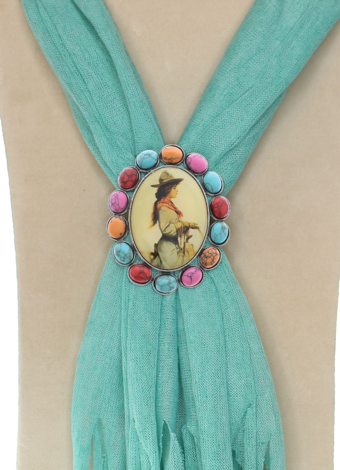 Cowgirl Cameo Scarf Slide, made in USA, each