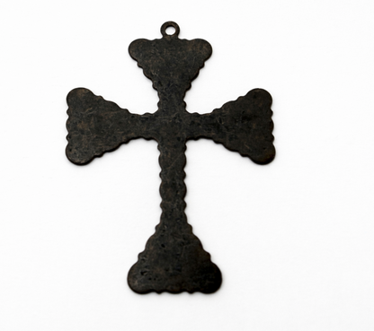 Scalloped Cross Pendant, Classic Silver, Rustic Silver, Vintage Silver, Made in USA, pack of 2
