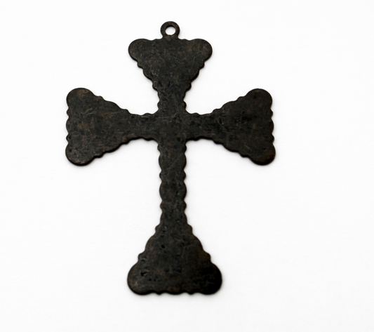 Scalloped Cross Pendant, Classic Silver, Rustic Silver, Vintage Silver, Made in USA, pack of 2