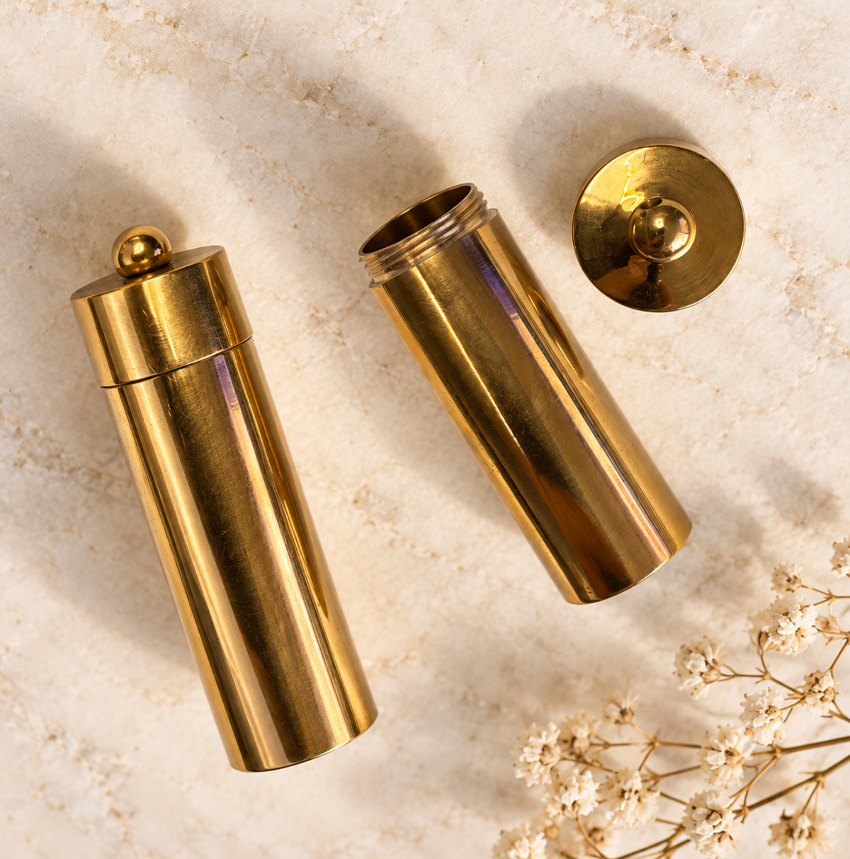 Brass Keepsake Capsule Pendant, 2 Inch Screw-Top Memory Vessel, Bright or Antique Brass, Jewelry Making Supply, SKU G2355