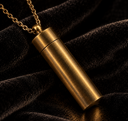 Brass Keepsake Capsule Pendant, 2 Inch Screw-Top Memory Vessel, Bright or Antique Brass, Jewelry Making Supply