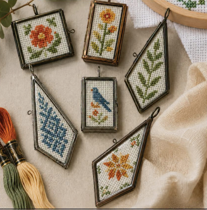 Glass Frame Lockets, Brass Square w/Finish, Pack of 6
