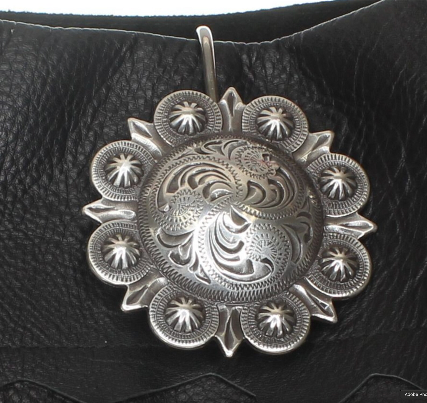 Antique Silver Floral Engraved Berry Concho Key Holder, made in USA, each