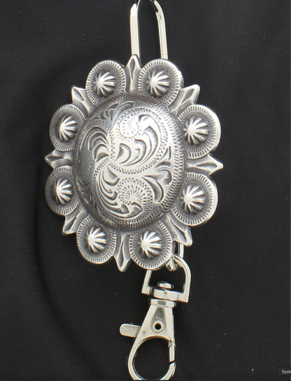 Antique Silver Floral Engraved Berry Concho Key Holder, made in USA, each