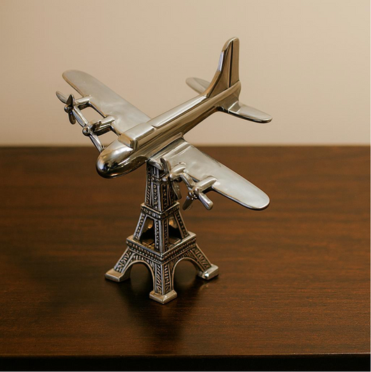 Vintage-Style Airplane Desk Decor – Polished Metal Finish, each