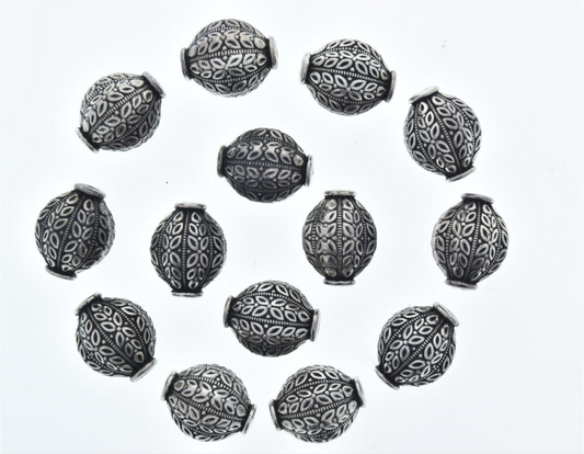 Onion Shape Bead, 22mm x 17m,  Vintage Classic Silver, pack of 14