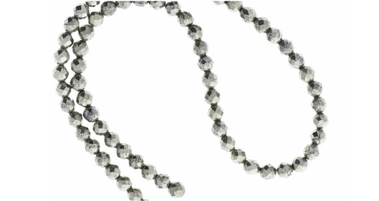 Pyrite Silver Beads, 6mm, Strand 16"