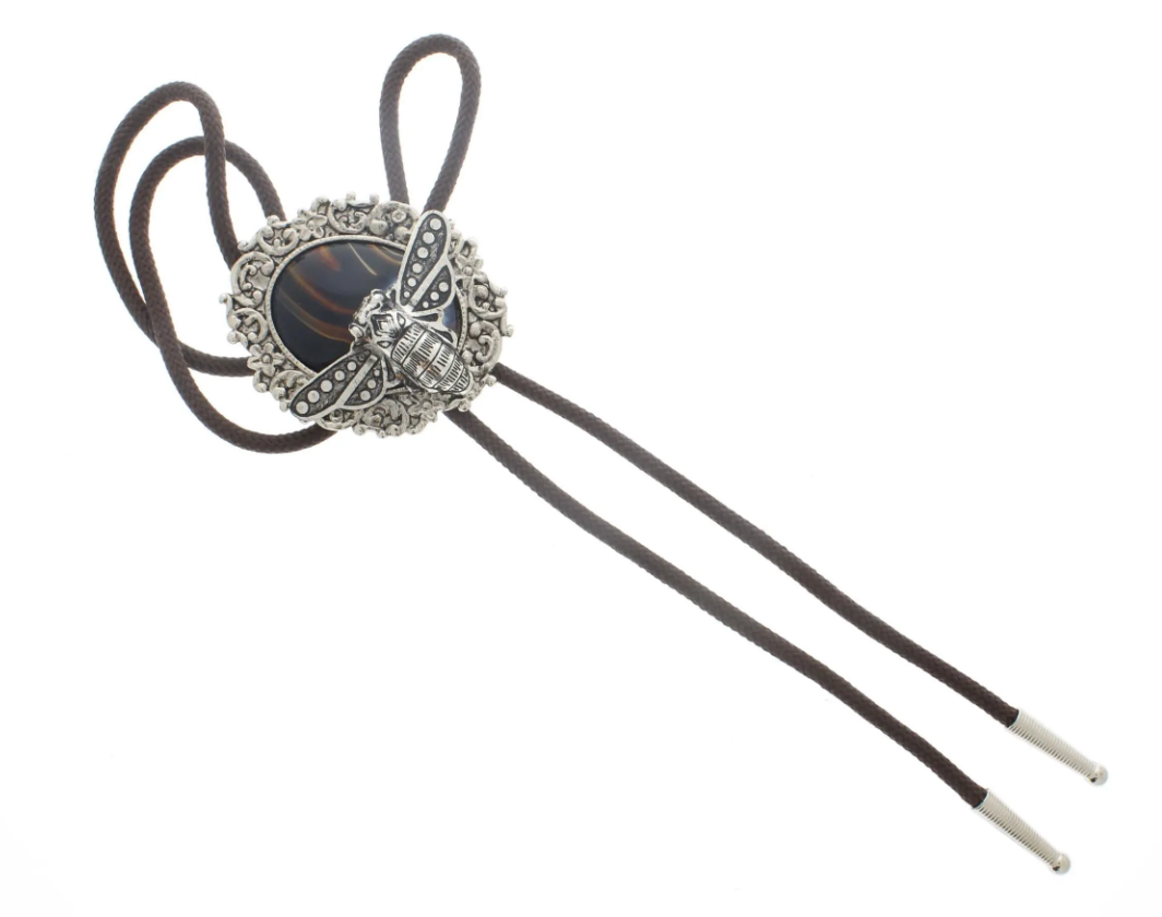 62mm x 51mm Stone & Silver Bee Bolo, made in USA, each
