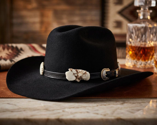 Western Stone Leather Hat Band, made in USA, each