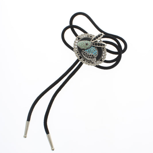 Southwestern Silver Rabbit Design on Black Cord