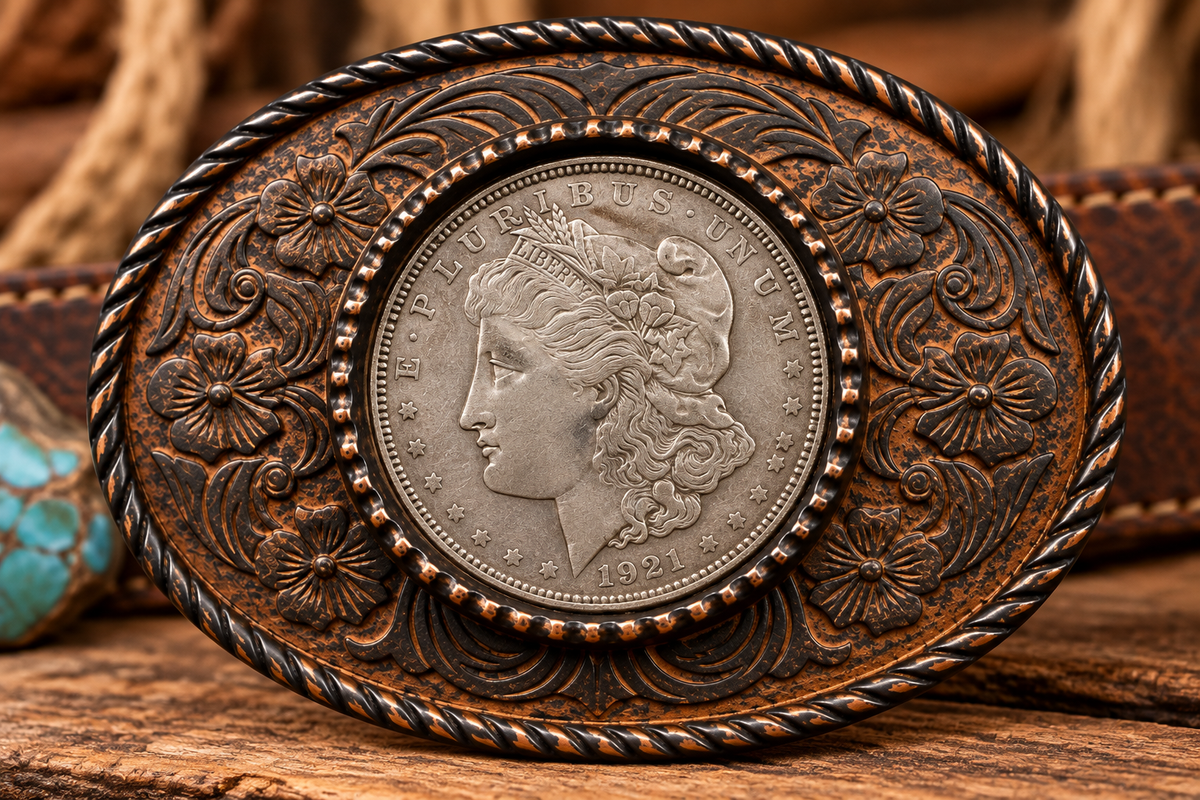66mm x 91mm Western Floral Belt Buckle – Blank Oval Buckle in Antique Silver & Gold, made in USA, each