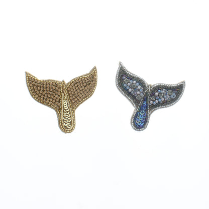 56mm x 58mm Whale Tail, Gold or Blue Sequins, each