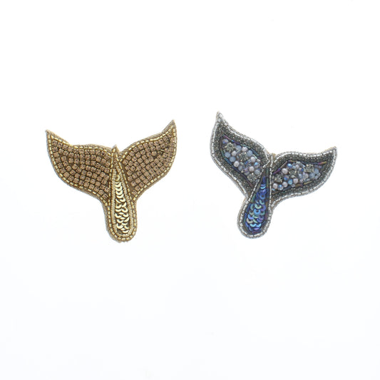 56mm x 58mm Whale Tail, Gold or Blue Sequins, each