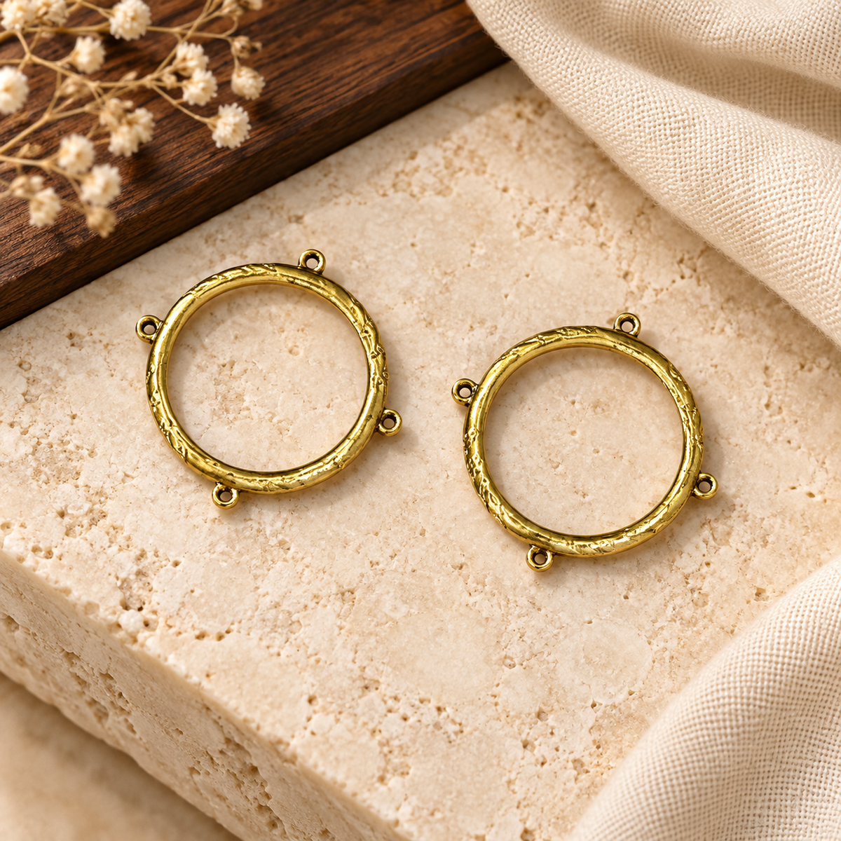 Gold Napkin Ring Findings with 5 Loops, Beaded Napkin Ring Blanks, DIY Wedding Table Décor, Jewelry Craft Supply, pk of 4
