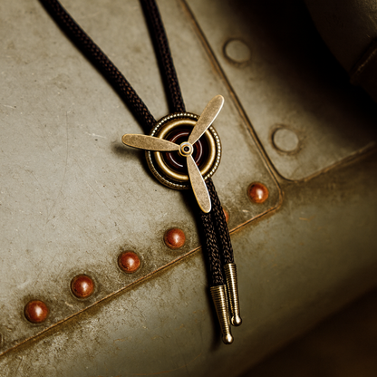 Aviation  Bolo Tie, antique silver , Black or Red 36" cord, made in USA, Each