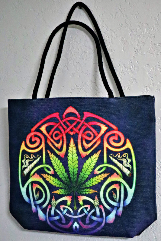 Bridget Ashwood Celtic Smokes Techno Jute Tote Bag w/ thick rope handles, 2 bags